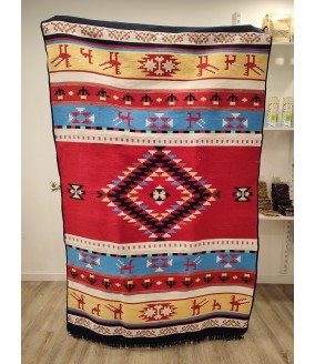 dywan ręcznie tkany z grecji z krety meander polikala grecka bawełna - przód