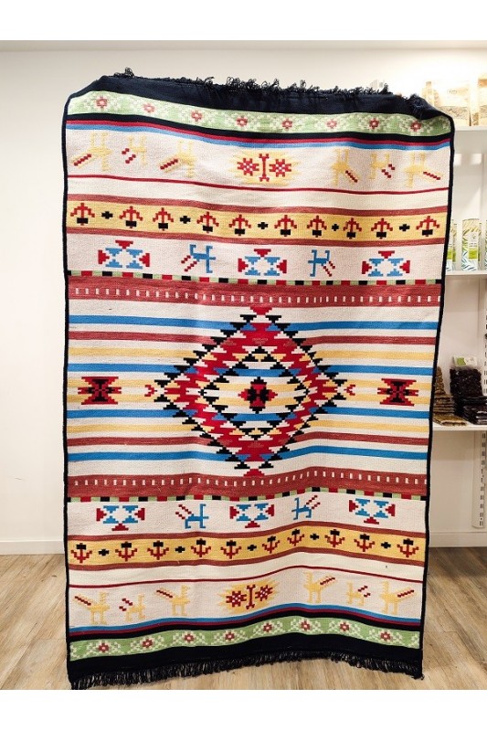 dywan ręcznie tkany z grecji z krety meander polikala grecka bawełna - tył