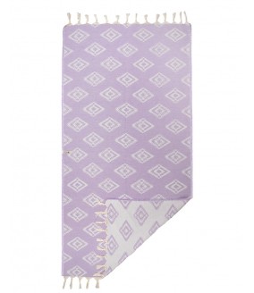 Tkany ręcznik bawełniany z Grecji, fioletowo-szary, 100% grecka bawełna z recyklingu, 90 x 170 cm, sauna, joga, spa, hammam