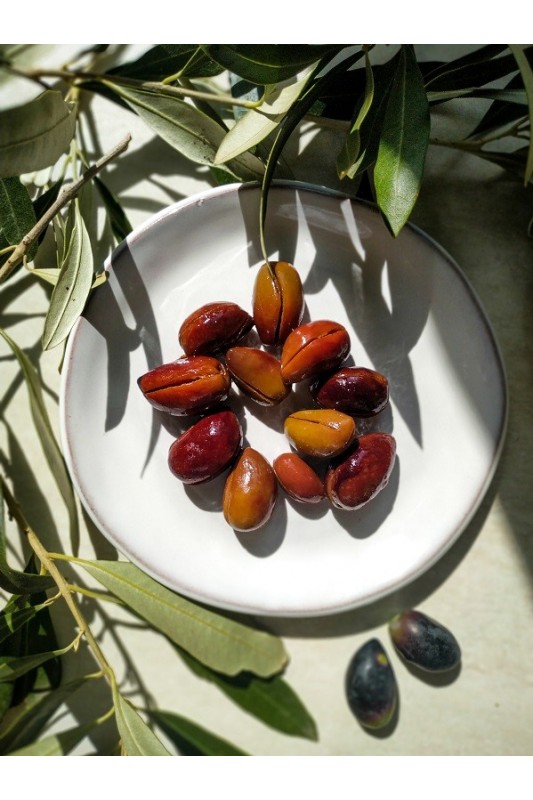 Oliwki Kalamata z pestką ciemne, suszone, z...