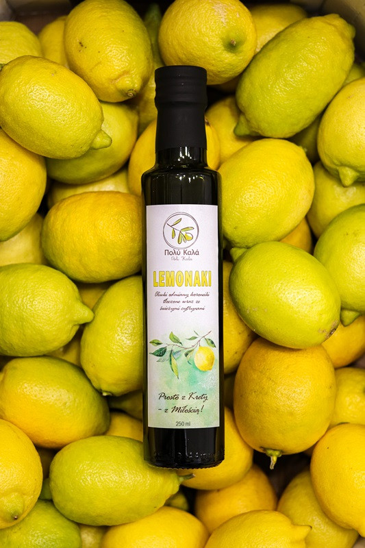 LEMONAKI - TŁOCZONA Z CYTRYNAMI Niefiltrowana Oliwa Extra Virgin Poli Kala, 250 ml, zbiór  2024, Chania