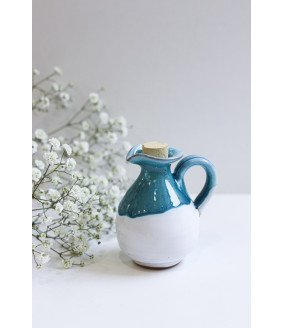Dzbanek na oliwę najmniejszy "Biały z turkusem''. Ręcznie robiona ceramika z Krety, 282