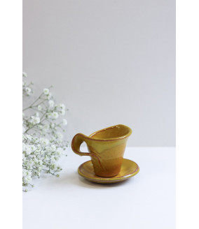Filiżanka espresso Tulipan "Żółty''. Ręcznie robiona ceramika z Krety, 52