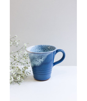 Kubek Trąbka większa "Niebieski z bielą''. Ręcznie robiona ceramika z Krety, 485