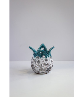 Lampion Tulipan "Biel z turkusem''. Ręcznie robiona ceramika z Krety, 810