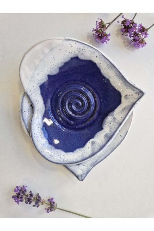 Talerzyk serce "Kobalt z bielą". Ręcznie...