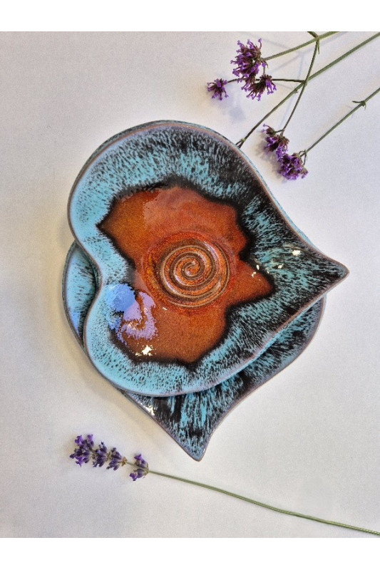 Talerzyk serce "Czerwono-niebieski". Ręcznie...