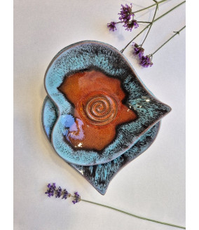 Talerzyk serce "Czerwono-niebieski". Ręcznie robiona ceramika z Krety, 195