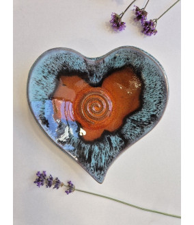 Talerzyk serce "Czerwono-niebieski". Ręcznie robiona ceramika z Krety, 195