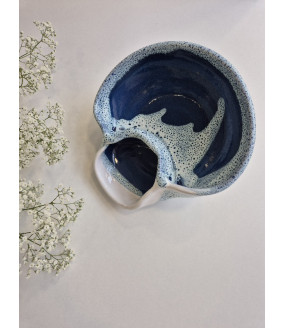 Miseczka z przegródką "Niebieski z bielą". Ręcznie robiona ceramika z Krety, 971