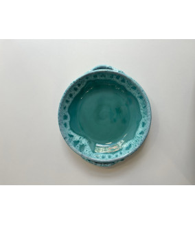 Miseczka do zapiekania "Turkus z bielą''. Ręcznie robiona ceramika z Krety, 1040