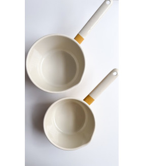 Emaliowany rondel z dziubkiem mniejszy poj. 0,9 l żółty