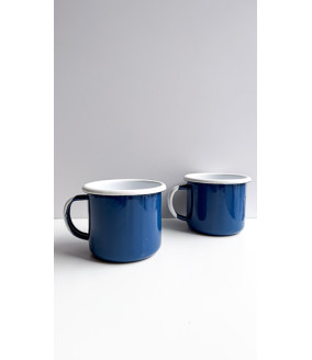 Emaliowany kubek prosty większy poj. 0,3 l niebieski