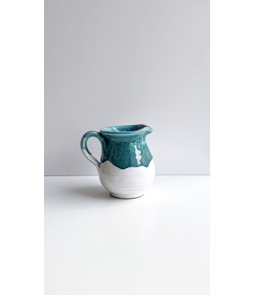 Dzbanek mlecznik "Biel z turkusem". Ręcznie robiona ceramika z Krety, 111