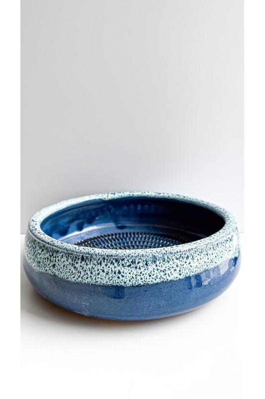 Miska z tarką "Niebieski z bielą''. Ręcznie...