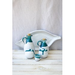 polikala.com ceramika z Krety, Laventzakis ceramics, kolor: turkus z bielą, oliwa z Grecji, oliwa z Krety, polikala