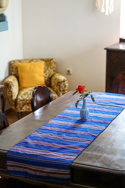 Tkany obrus z Krety polikala, ręcznie robiony obrus, ręcznie tkany tradycyjny obrus z Krety, z Grecji bieżnik