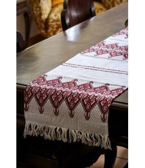 Tkany obrus z Krety polikala, ręcznie robiony obrus, ręcznie tkany tradycyjny obrus z Krety, z Grecji bieżnik