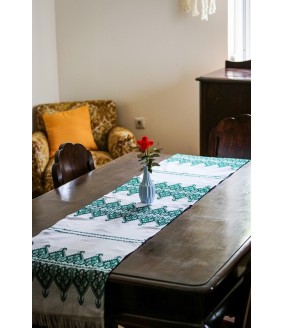 Tkany obrus z Krety polikala, ręcznie robiony obrus, ręcznie tkany tradycyjny obrus z Krety, z Grecji bieżnik