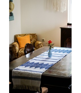 Tkany obrus z Krety polikala, ręcznie robiony obrus, ręcznie tkany tradycyjny obrus z Krety, z Grecji bieżnik