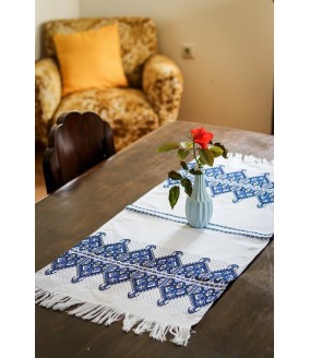 Tkany obrus z Krety polikala, ręcznie robiony obrus, ręcznie tkany tradycyjny obrus z Krety, z Grecji