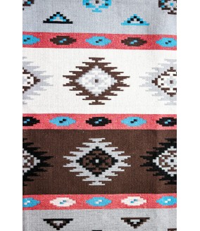 Ręcznie tkany bawełniany dywan - Paski różowo-szare, 140 cm x 210 cm. Tradycyjny grecki dywan